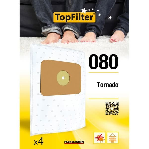 Dammsugarpåsar - TopFilter - Tornado - Förpackning med 4 - Hög kapacitet filtrering - Fransk tillverkning