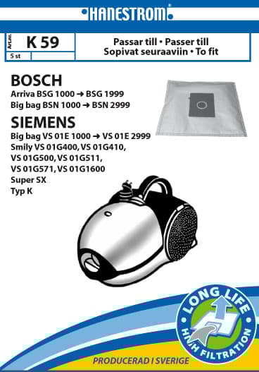 Vacuum cleaner bags K59
