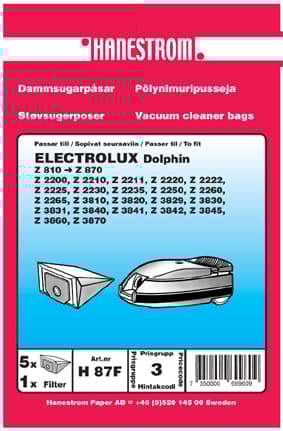 Dammsugarpåsar ELECTROLUX DOLPHIN 5 P+FILTER