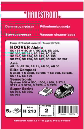 Dammsugarpåsar HOOVER ALPINA 5-P