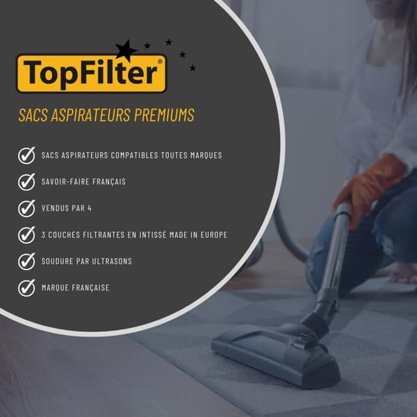 Set med 4 Dirt Devil Samsung TopFilter Premium vakuumpåsar ref. 64807
