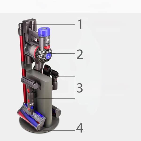 74 cm:n hiiliteräksinen jalusta Dyson-pölynimurille ja lisävarusteille V15 V12 V11 V10 V8 V7 V6