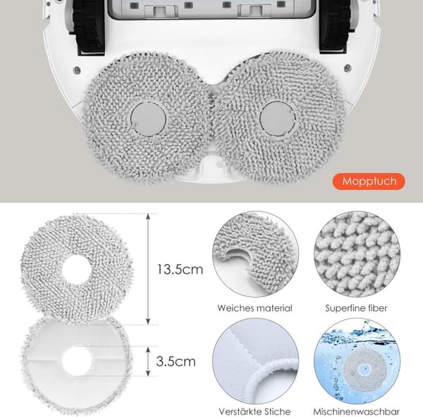 INF Udskiftningstilbehørssæt til Xiaomi X20+/Dreame X40 Ultra Robot støvsugere, 8 støvposer, 4 våde moppepuder