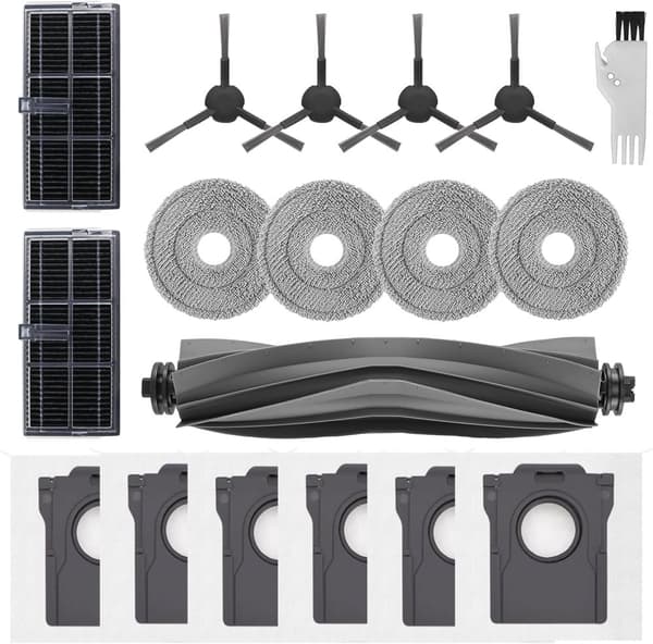 Dreame L10s Pro Ultra Heat tilbehørssett, 1 hovedbørste, 2 HEPA-filtre, 4 sidebørster, 4 mopper, 6 støvposer