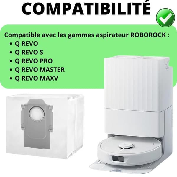 Dammsugarpåse för Roborock Q REVO / Q REVO S / Q REVO PRO / Q REVO MASTER / Q REVO MAXV [Pack 10] Ersättningsdammsugarpåsar