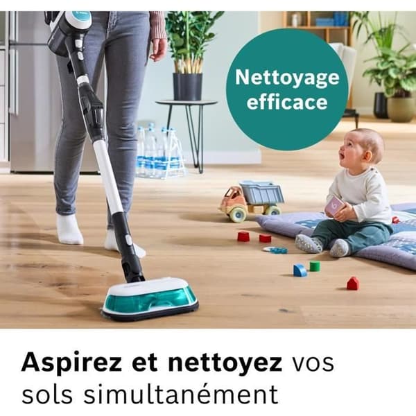 Batteridriven Dammsugare - Bosch - Unlimited 7 ProHygiène - Aqua Borste 2 i 1 - Flexibel - HEPA