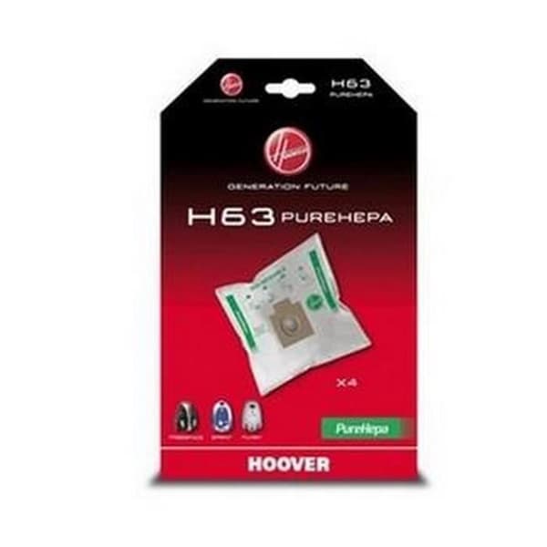 Säckar för Dammsugare - SOS TILLBEHÖR - H63 - 4 Säckar Pure Hepa - Kompatibel med HOOVER - Blandad