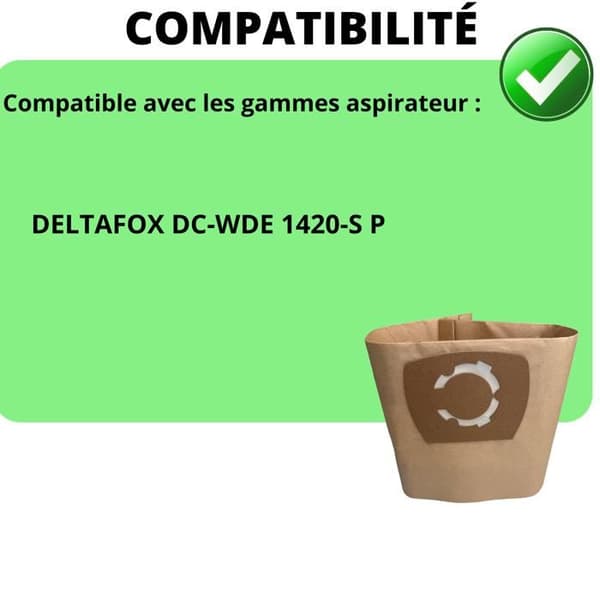 Säckdammsugare - Deltafox - DC-WDE 1420-S P - 10-pack - Kompatibel - Blandad