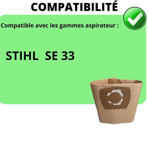 Dammsugarpåse - Stihl - SE 33 - Paket med 10 - Kompatibel - Dammuppsamling