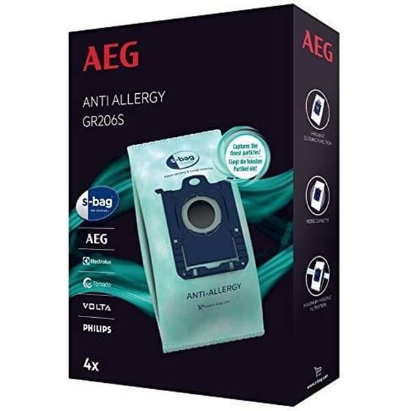 AEG GR206S Set med 4 plastdammsugarpåsar för AEG UltraSilencer, ClassicSilence, SilentPerformer, VX4, VX6, VX7, VX8