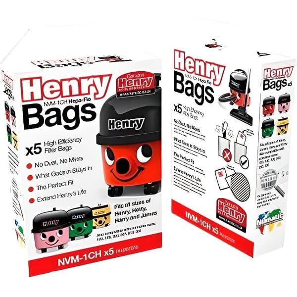1 paket Henry NVM-1CH paket med 5 vita NVM-1CH-907076 dammsugarpåsar