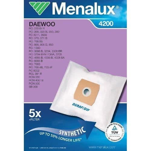 Menalux 4200 Duraflow påsset om 5 för Daewoo dammsugare (tysk import)