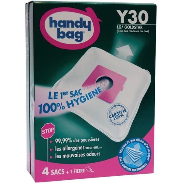 Set med 4 non-woven dammsugarpåsar Y30 - HANDY BAG - För LG - Hög filtrering
