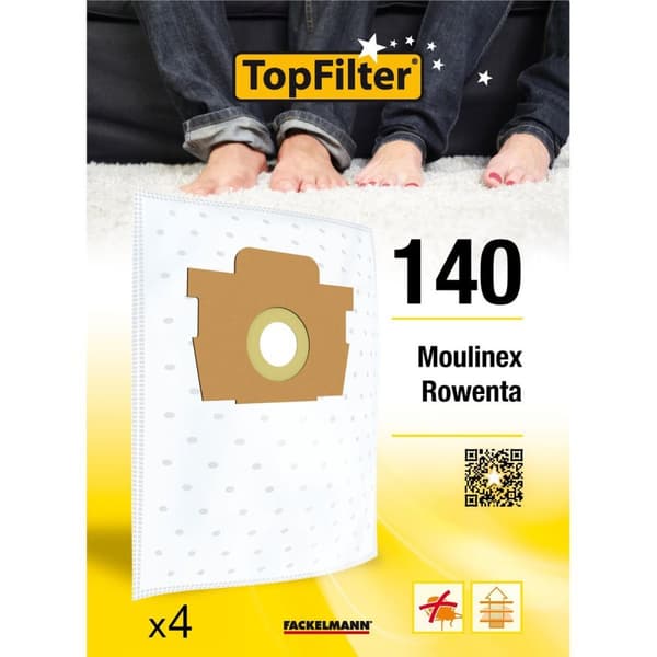 Dammsugarpåsar - TopFilter - Set om 4 - För Rowenta Silence Force - Non-woven - Hög filtrering