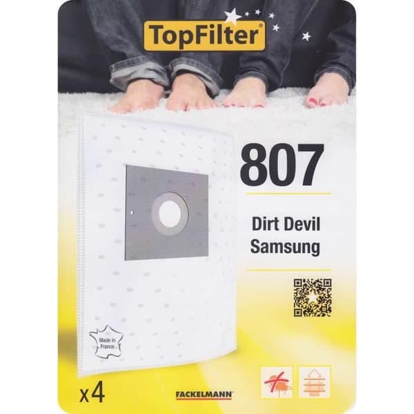 Set med 4 Dirt Devil Samsung TopFilter Premium vakuumpåsar ref. 64807