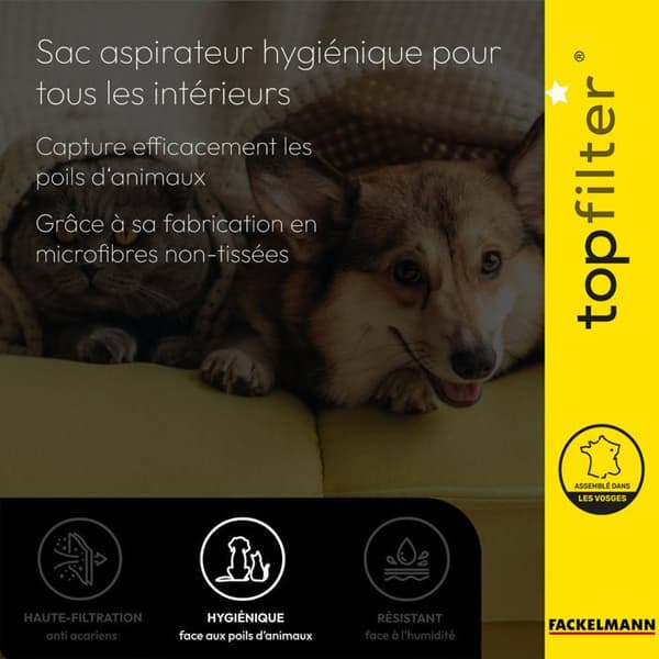 Dammsugarpåsar - TopFilter - Premium - 4 stycken - Kompatibel med Samsung och Panasonic - Syntetiskt material