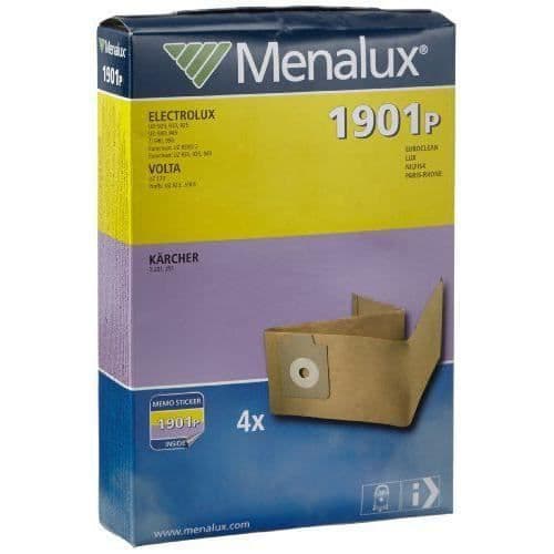 Menalux 1901 P - VAKUUMBAG - Set med 4 papperspåsar för Electrolux och Euroclean dammsugare Import Tyskland