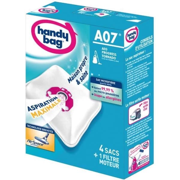 HANDY BAG Set med 4 non-woven dammsugarpåsar A07 - För AEG
