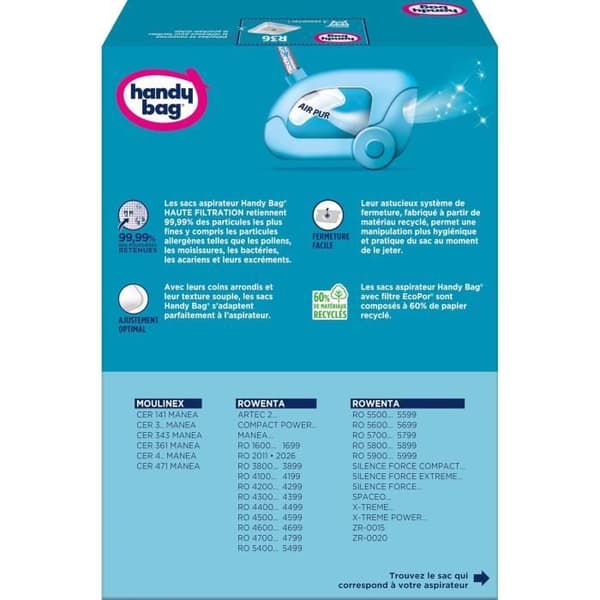 Handy bag® R36® dammsugarpåsar - Moulinex, Rowenta - 4 påsar