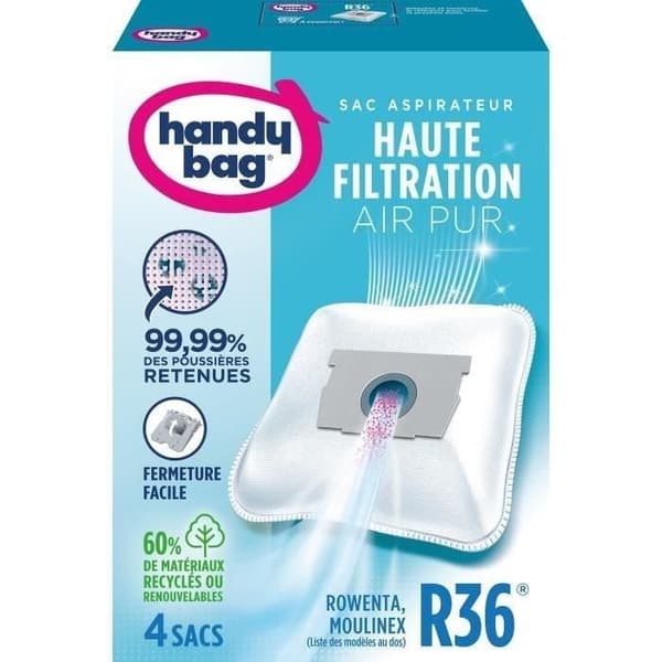 Handy bag® R36® dammsugarpåsar - Moulinex, Rowenta - 4 påsar
