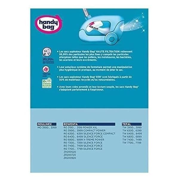 Dammsugarpåsar - HANDY BAG - R39 - 4 påsar - Hög filtrering - Antiallergisk - Mikrofibrer