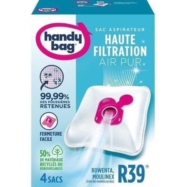 Dammsugarpåsar - HANDY BAG - R39 - 4 påsar - Hög filtrering - Antiallergisk - Mikrofibrer