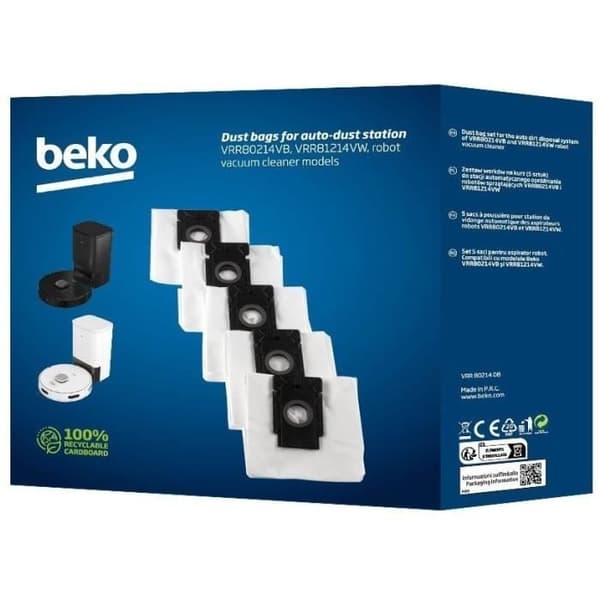 5-pack reservpåsar för robotdammsugare - BEKO - VRR80214DB Robosmart - 4 L