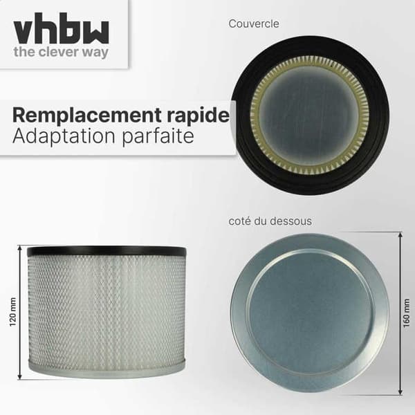 vhbw Patronfilter kompatibel med Rowi RAS 800/18/1 Inox dammsugare - Plisserat filter