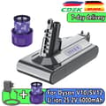 Miniatyrbillede 2 af 2: Erstatningsbatteri, høj kapacitet 6000mAh, kompatibel med V6, V7, V10,V10 Filter Oplader