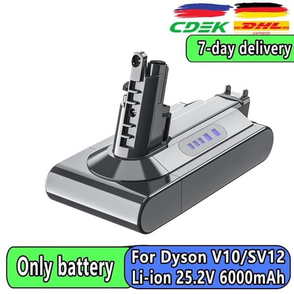 Ersättningsbatteri, hög kapacitet 6000mAh, kompatibelt med V6, V7, V10,V10