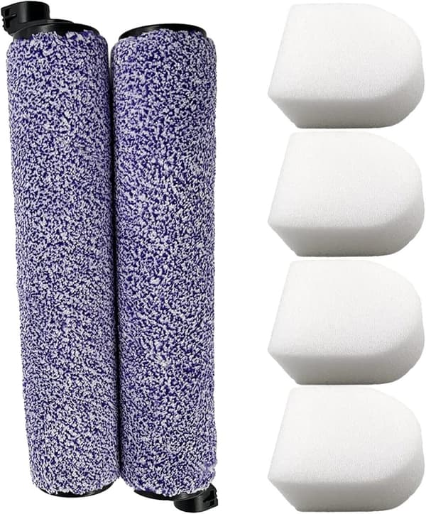 HydroVac Sladdlös Dammsugartillbehör, 2 Borstrullar, 4 Skumfilter, Återanvändbar Design