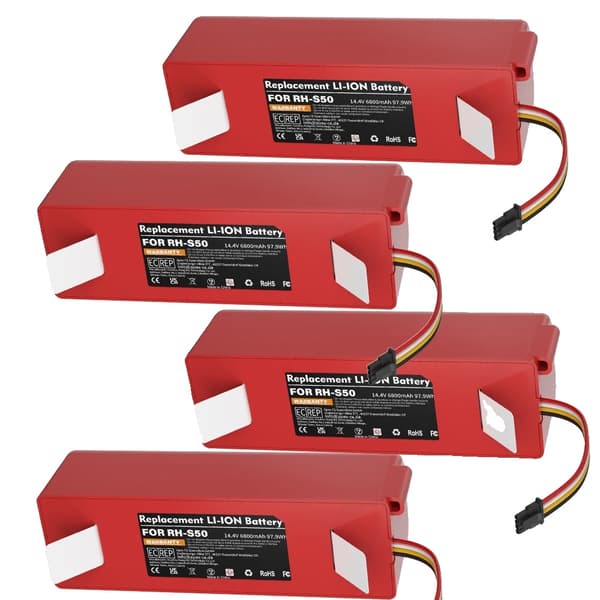Erstatnings Li-Ion Batteri, 6800mAh Kapacitet, Kompatibel med RH-S50,4stk