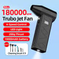 Pikkukuva 2 / 2: Mini Turbo Jet -tuuletin, 52 m/s tuulennopeus,Musta (LED) 10000mAh