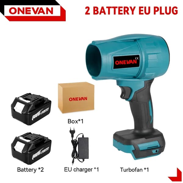 Børsteløs turbojetblæser, 2000W effekt, 200 m/s vindhastighed,2 Batteri Sæt