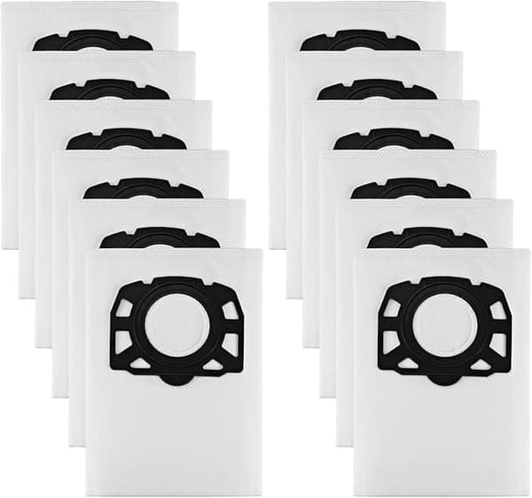 OBOSOE 12-Pack Dammsugarpåsar i Fleece för Kärcher WD4, WD5, WD6, MV4–MV6, WD5P, WD6P – Kompatibla Filterpåsar 2.863-006.0 för Vått & Torrt