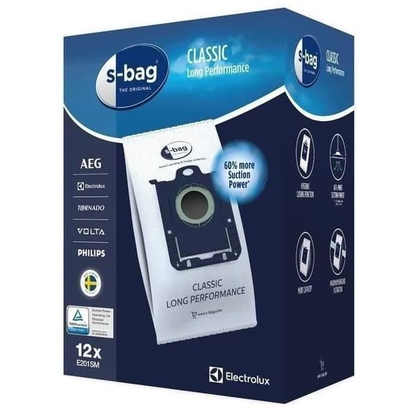 Dammsugarpåsar - ELECTROLUX - E201S - 4 stycken - S-Bag - Filtrering 99% av partiklarna