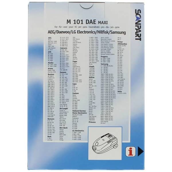 ScanPart Maxipack kompatibel med Daewoo Typ RC 105 2687422101 Påse för dammsugare