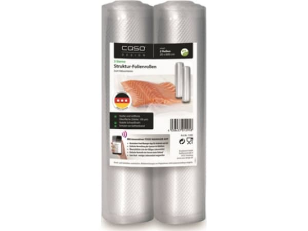 Caso | Structured rolls for Vacuum sealing | 01295 | 2 rolls | Dimensions (W x L) 20 x 600 cm