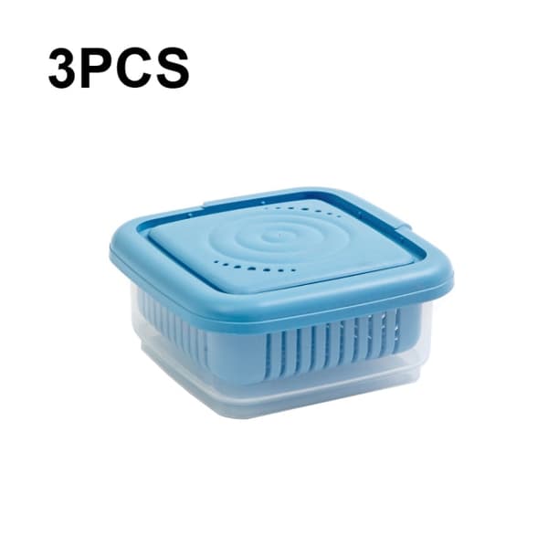 3 PCS Can Be Separated and Drained Fresh Keeping Box, Color: Blue Small