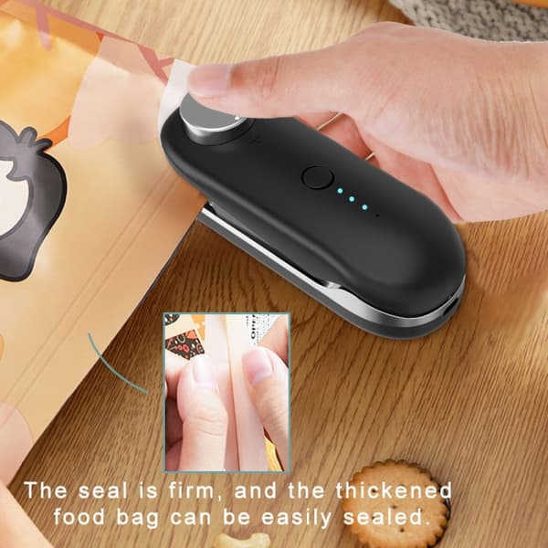 Electroplating Two-Color Rechargeable Magnetic Sealing Machine Refrigerator Sticker Food Bag Plastic Bag Sealing Machine(White)