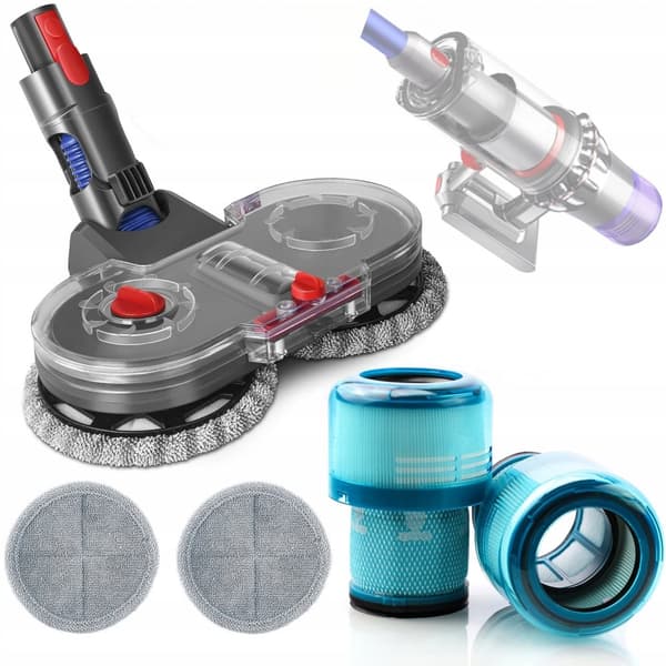 Rosfix moppborste för dyson v7 v8 v10 v11 v15 dammsugare + 2 moppdukar + set med ersättningsfilter för Dyson dammsugare