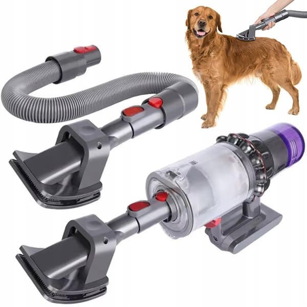 Rosfix GroomSet Pro V7/V8/V10/V11 - Sæt med kæmmebørste + fleksibel slange 160 cm + adapter | Til fjernelse af hunde- og kattehår | Kliksystem | Juste