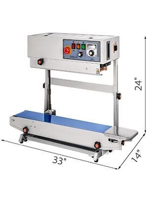 500W 0-16m/min kontinuerlig vertikal auto förseglingsmaskin med enkel manöverpanel/nödstoppsknapp, justerbar höjd/tryck, stöder utskrift