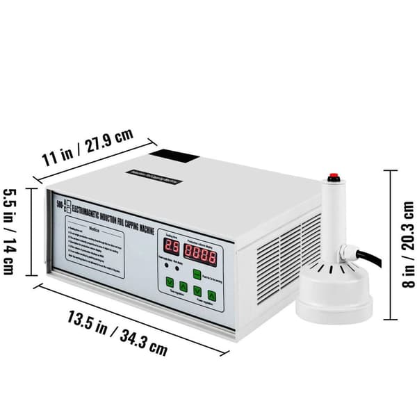 500W 5-20st/min 20-100mm bärbar induktion flasklock förseglingsmaskin med digital kontroll, strömavbrottsminne, säkerhetsskydd,effektiv värmeavledning