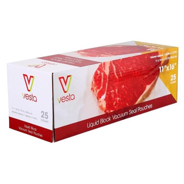 VESTA - Paket 25 vakuumpåsar för vätskor cm 28 x cm 41 - Fri från BPA, bly och ftalater
