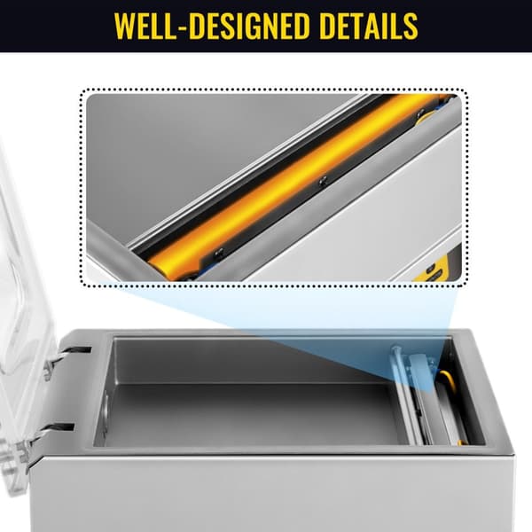 120W 1-4 st/min kommersiell vakuumförseglare med multifunktionell kontrollpanel/transparent glasskydd, fantastisk vakuumeffekt, Omtänksamma detaljer