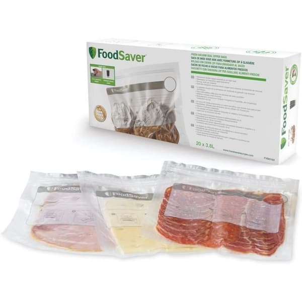 FOODSAVER återanvändbara vakuumpåsar med stängning 3,8 l Paket med 20