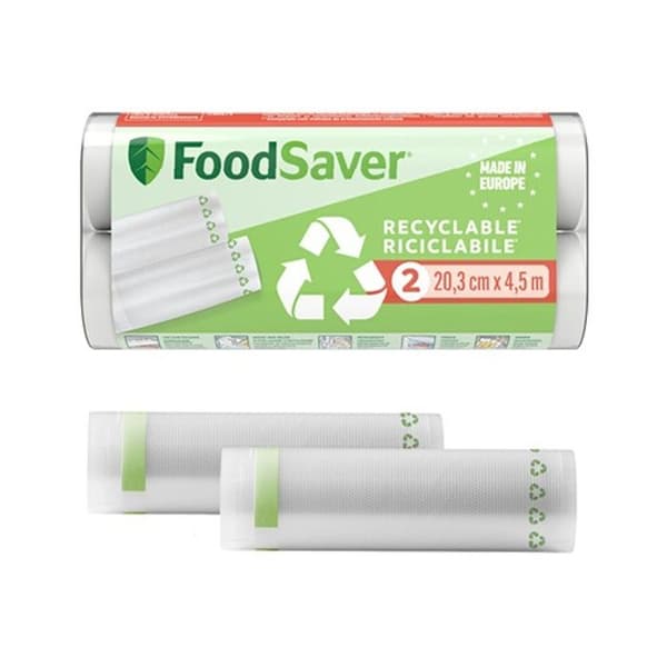 Vakuumförpackningsrullar - FOODSAVER - FSRE2002X01 - Återvinningsbara - 20cm x 4,5m - Förlängd hållbarhet