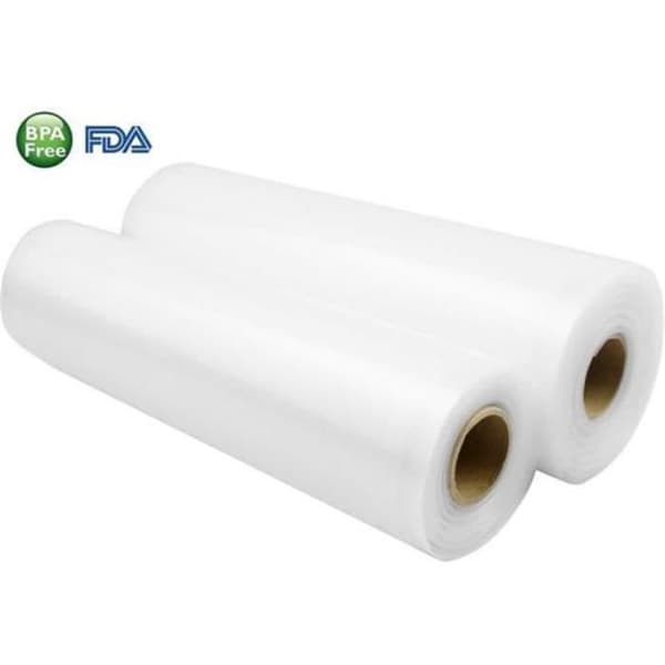 2 präglade vakuumrullar för vakuumförseglingsmaskin 20 cm x 5 meter BPA-fri säkerhetsvakuumfilmrullpåse