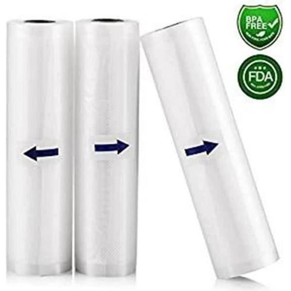 3 rullar präglad vakuumpåse 28*500 CM BPA gratis matförvaring för vakuumförseglare